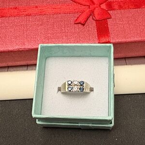 925 Sterling  Silver Women's Ring with Blue Sapphire And CZ Accents